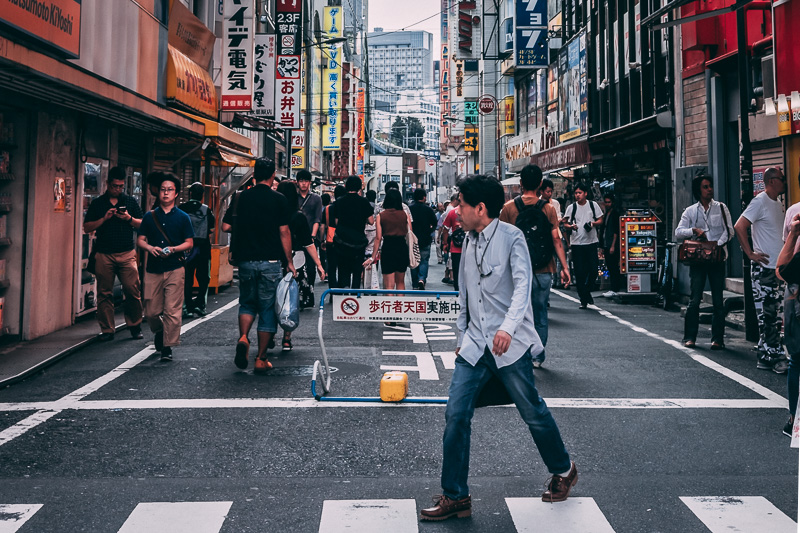 Man Crossing the Road in Akihabara - One Day in Tsukiji and Akihabara